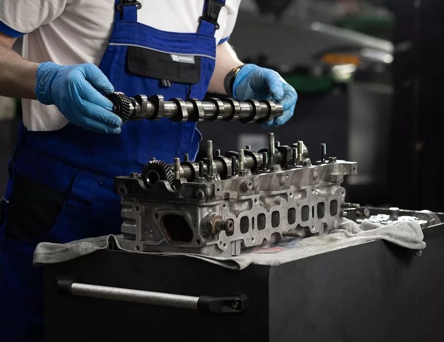 Mechanic working on engine